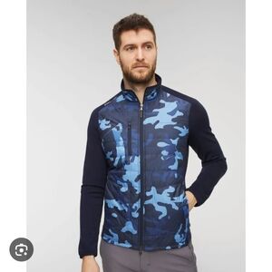 Ralph Lauren RLX Navy Blue Camo Hybrid Wool Golf Jacket Windbreaker Men XL $248